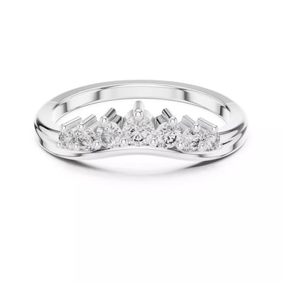 Lab-grown diamond ring with curved band design and round diamonds, VVS to VS+ clarity, D–F color, White Gold #WHITE GOLD