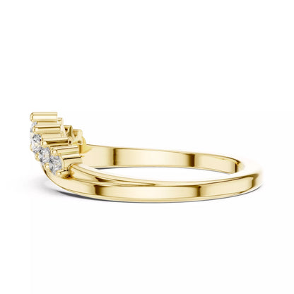 Lab-grown diamond ring with curved band design and round diamonds, VVS to VS+ clarity, D–F color, Yellow Gold #YELLOW GOLD