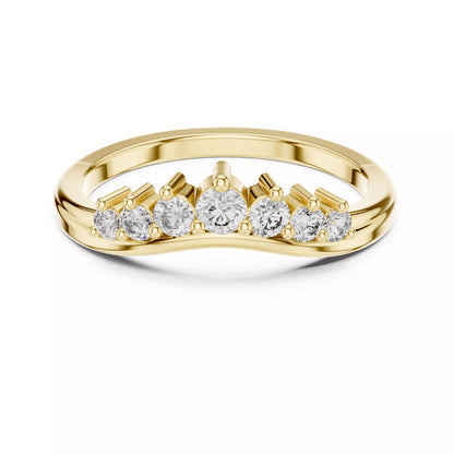 Lab-grown diamond ring with curved band design and round diamonds, VVS to VS+ clarity, D–F color, Yellow Gold #YELLOW GOLD