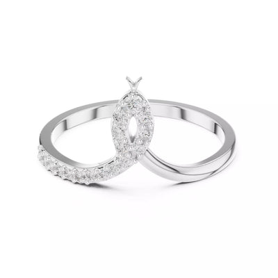 Lab-grown diamond ring front view with open elongated design and round diamonds, VVS to VS+ clarity, D–F color, White Gold prong setting #WHITE GOLD