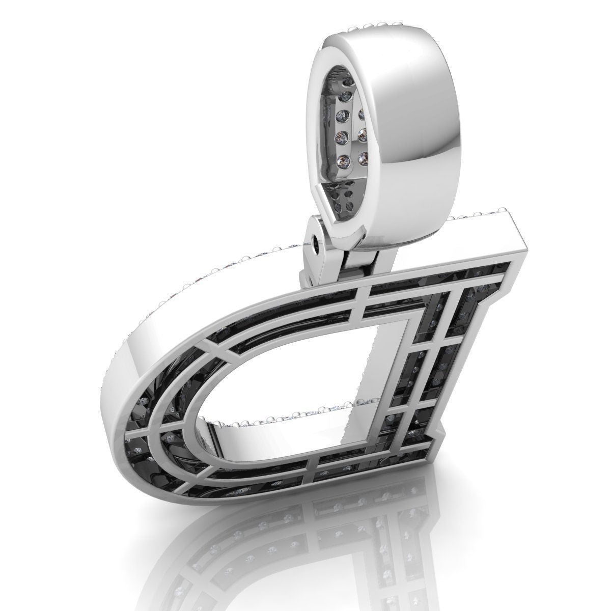 WHITE GOLD INITIAL D PENDANT WITH LAB-GROWN ROUND DIAMOND 