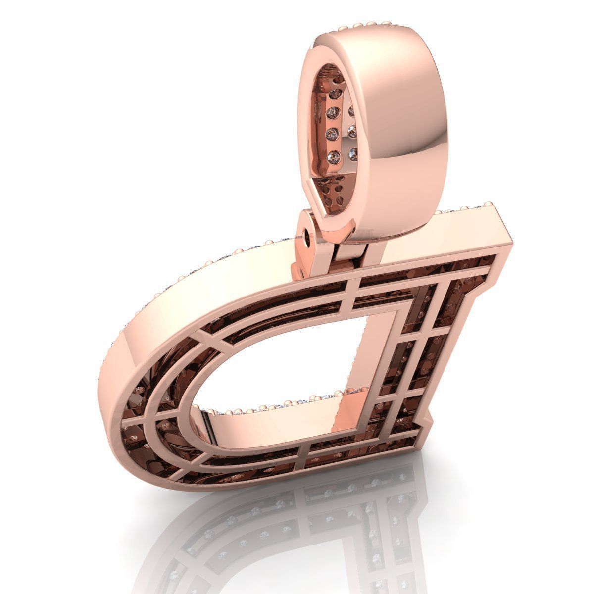 ROSE GOLD INITIAL D PENDANT WITH LAB-GROWN ROUND DIAMOND 