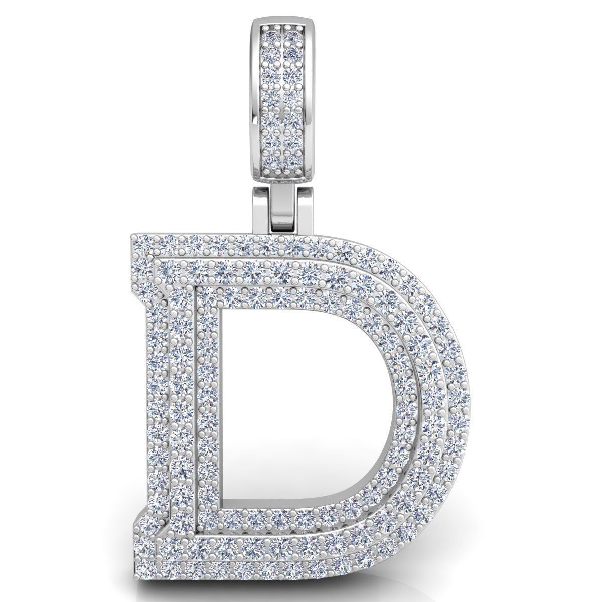 WHITE GOLD INITIAL D PENDANT WITH LAB-GROWN ROUND DIAMOND 
