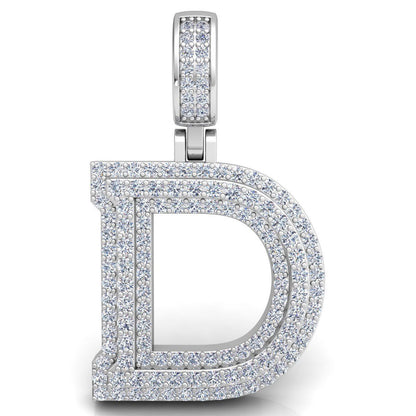WHITE GOLD INITIAL D PENDANT WITH LAB-GROWN ROUND DIAMOND 
