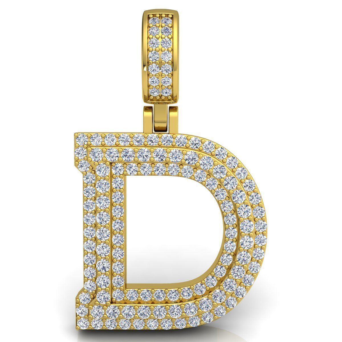 YELLOW GOLD INITIAL D PENDANT WITH LAB-GROWN ROUND DIAMOND 