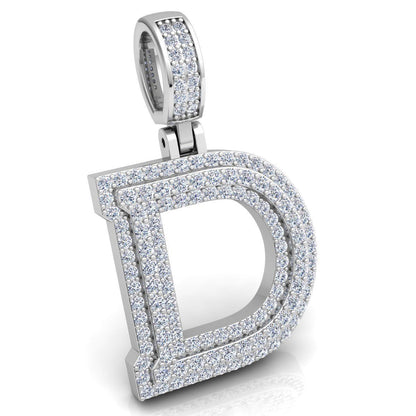 WHITE GOLD INITIAL D PENDANT WITH LAB-GROWN ROUND DIAMOND 