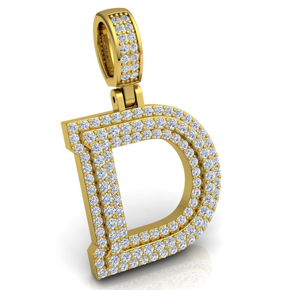 YELLOW GOLD INITIAL D PENDANT WITH LAB-GROWN ROUND DIAMOND 