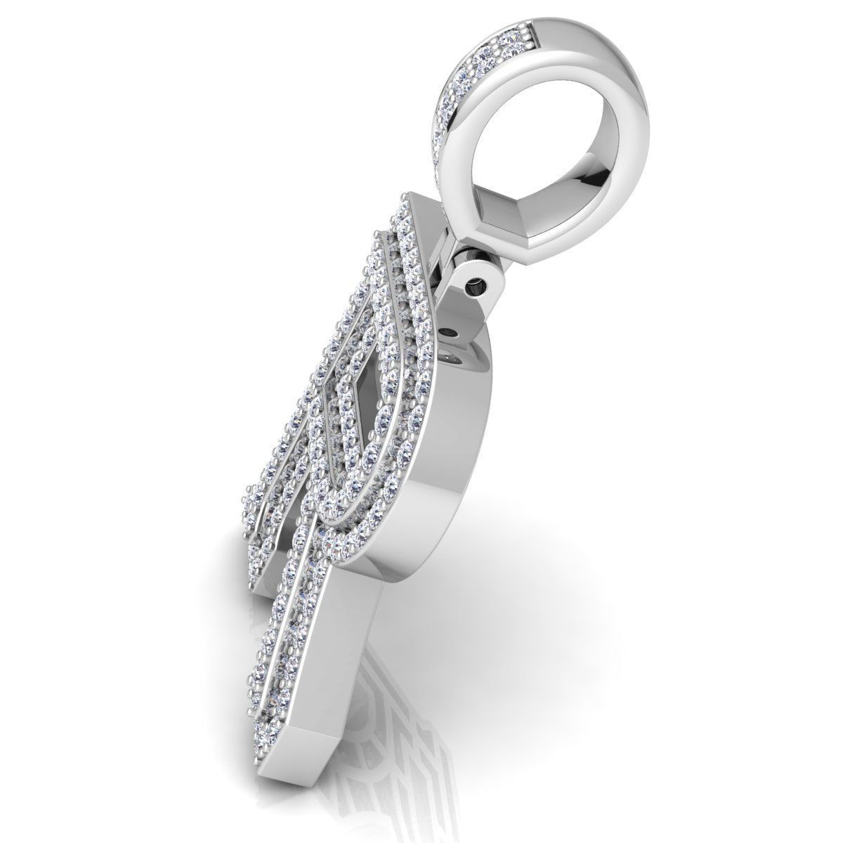 WHITE GOLD INITIAL R PENDANT WITH LAB-GROWN ROUND DIAMOND 