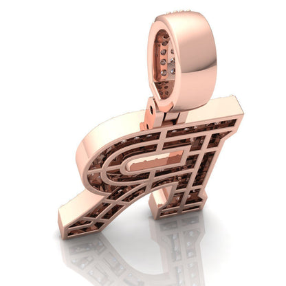 ROSE GOLD INITIAL R PENDANT WITH LAB-GROWN ROUND DIAMOND 