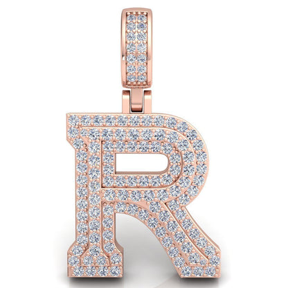 ROSE GOLD INITIAL R PENDANT WITH LAB-GROWN ROUND DIAMOND 