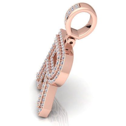 ROSE GOLD INITIAL R PENDANT WITH LAB-GROWN ROUND DIAMOND 