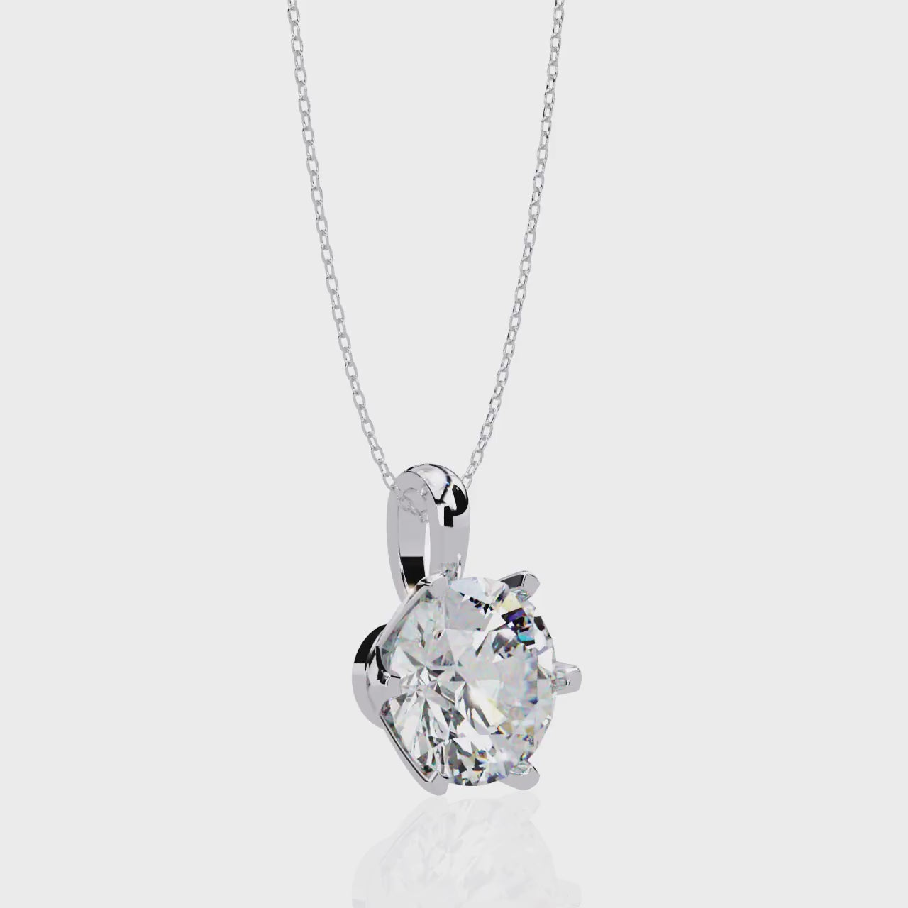 LAB-GROWN ROUND-CUT DIAMOND SOLITAIRE WHITE GOLD PENDANT ##WHITE GOLD