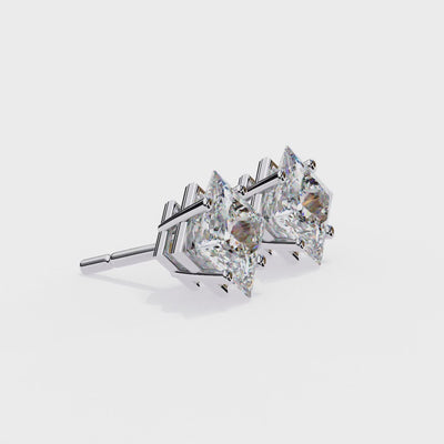 LAB-GROWN DIAMOND EARRING WITH PRINCESS CUT STUD DESIGN IN WHITE GOLD FEATURING VVS TO VS+ D–F DIAMONDS LUXURY JEWELRY #WHITE GOLD