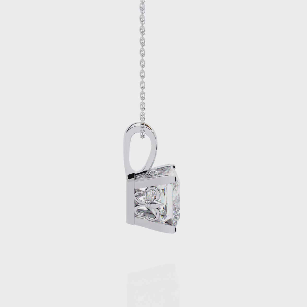 LAB-GROWN PRINCESS-CUT DIAMOND SOLITAIRE PENDANT IN WHITE GOLD ##WHITE GOLD