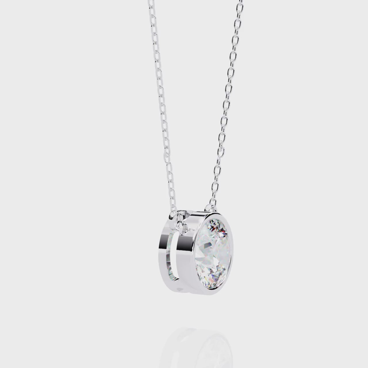 BEZEL SET ROUND CUT LAB GROWN DIAMOND PENDANT IN WHITE GOLD ##WHITE GOLD
