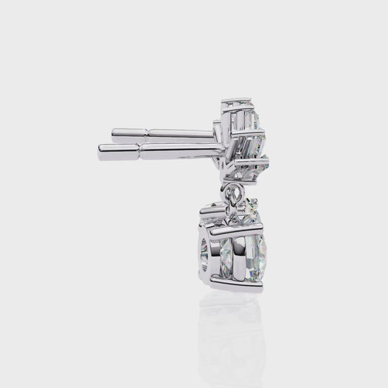 LAB-GROWN DIAMOND EARRING WITH SUNBURST DROP DESIGN IN WHITE GOLD FEATURING DIAMOND CLARITY VVS TO VS+ AND DIAMOND COLOR D–F #WHITE GOLD
