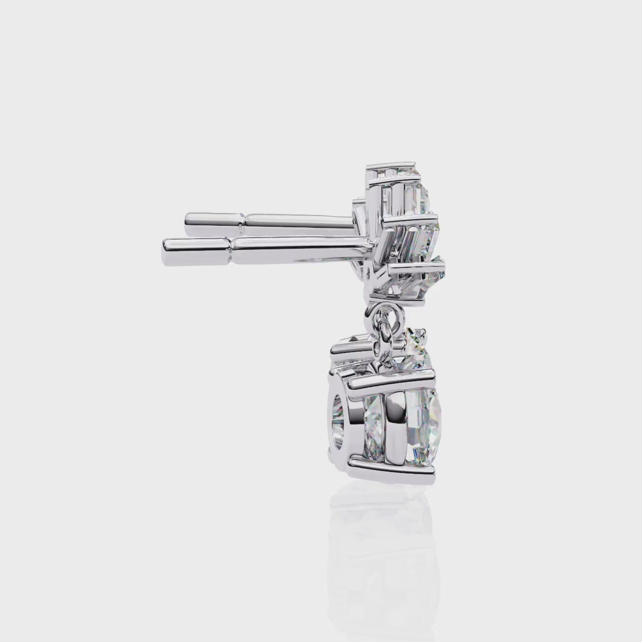 LAB-GROWN DIAMOND EARRING WITH SUNBURST DROP DESIGN IN WHITE GOLD FEATURING DIAMOND CLARITY VVS TO VS+ AND DIAMOND COLOR D–F #WHITE GOLD