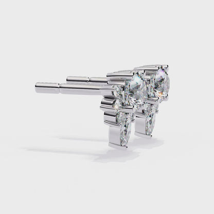 LAB-GROWN DIAMOND EARRING WITH FLORAL CLUSTER STUD DESIGN IN WHITE GOLD FEATURING VVS TO VS+ D–F DIAMONDS LUXURY JEWELRY #WHITE GOLD