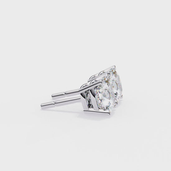 LAB-GROWN DIAMOND EARRING WITH CUSHION-CUT STUD DESIGN IN WHITE GOLD FEATURING DIAMOND CLARITY VVS TO VS+ AND DIAMOND COLOR D–F REAR VIEW #WHITE GOLD