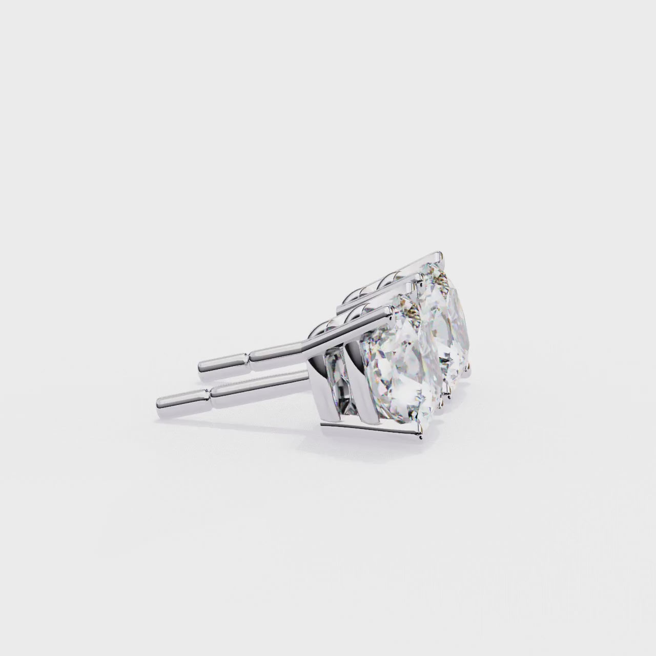 LAB-GROWN DIAMOND EARRING WITH CUSHION-CUT STUD DESIGN IN WHITE GOLD FEATURING DIAMOND CLARITY VVS TO VS+ AND DIAMOND COLOR D–F REAR VIEW #WHITE GOLD