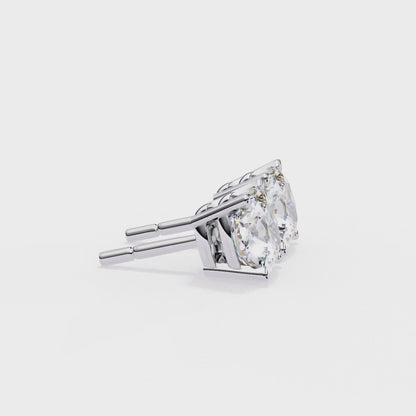 LAB-GROWN DIAMOND EARRING WITH CUSHION-CUT STUD DESIGN IN WHITE GOLD FEATURING DIAMOND CLARITY VVS TO VS+ AND DIAMOND COLOR D–F REAR VIEW #WHITE GOLD