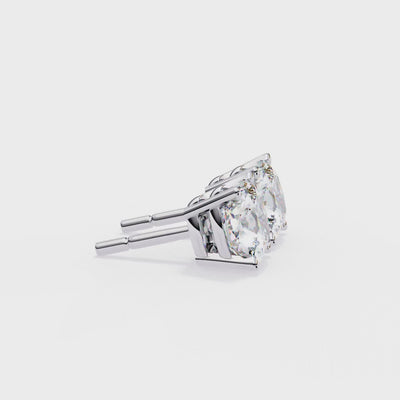 LAB-GROWN DIAMOND EARRING WITH CUSHION-CUT STUD DESIGN IN WHITE GOLD FEATURING DIAMOND CLARITY VVS TO VS+ AND DIAMOND COLOR D–F REAR VIEW #WHITE GOLD