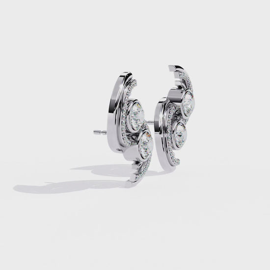 LAB-GROWN DIAMOND EARRING WITH MODERN SWIRL STUD DESIGN IN WHITE GOLD FEATURING VVS TO VS+ D–F DIAMONDS LUXURY JEWELRY #WHITE GOLD