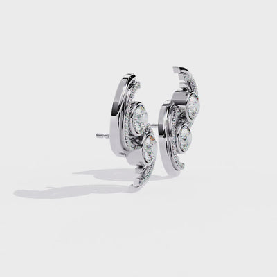 LAB-GROWN DIAMOND EARRING WITH MODERN SWIRL STUD DESIGN IN WHITE GOLD FEATURING VVS TO VS+ D–F DIAMONDS LUXURY JEWELRY #WHITE GOLD