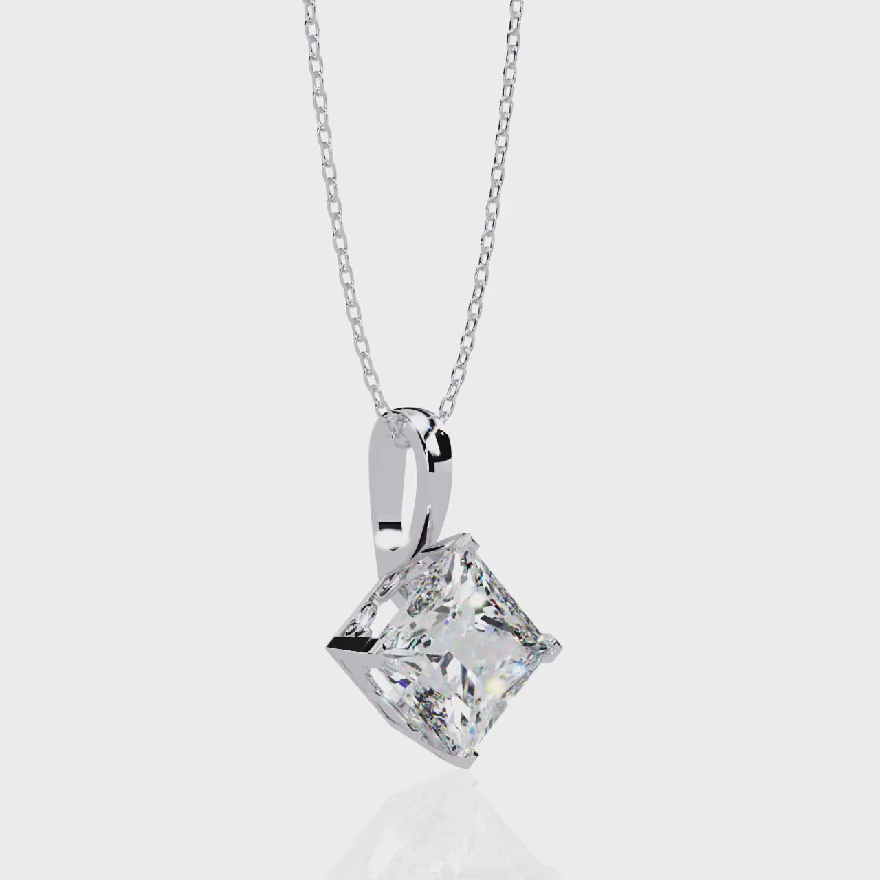 WHITE GOLD PRINCESS CUT LAB-GROWN DIAMOND PENDANT ##WHITE GOLD