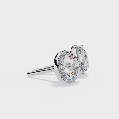LAB-GROWN DIAMOND EARRING WITH CLASSIC HALO STUD DESIGN IN WHITE GOLD FEATURING DIAMOND CLARITY VVS TO VS+ AND DIAMOND COLOR D–F LUXURY JEWELRY #WHITE GOLD
