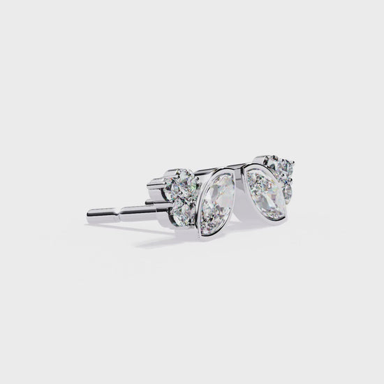LAB-GROWN DIAMOND EARRING WITH MARQUISE CLUSTER STUD DESIGN IN WHITE GOLD FEATURING VVS TO VS+ D–F DIAMONDS LUXURY JEWELRY #WHITE GOLD