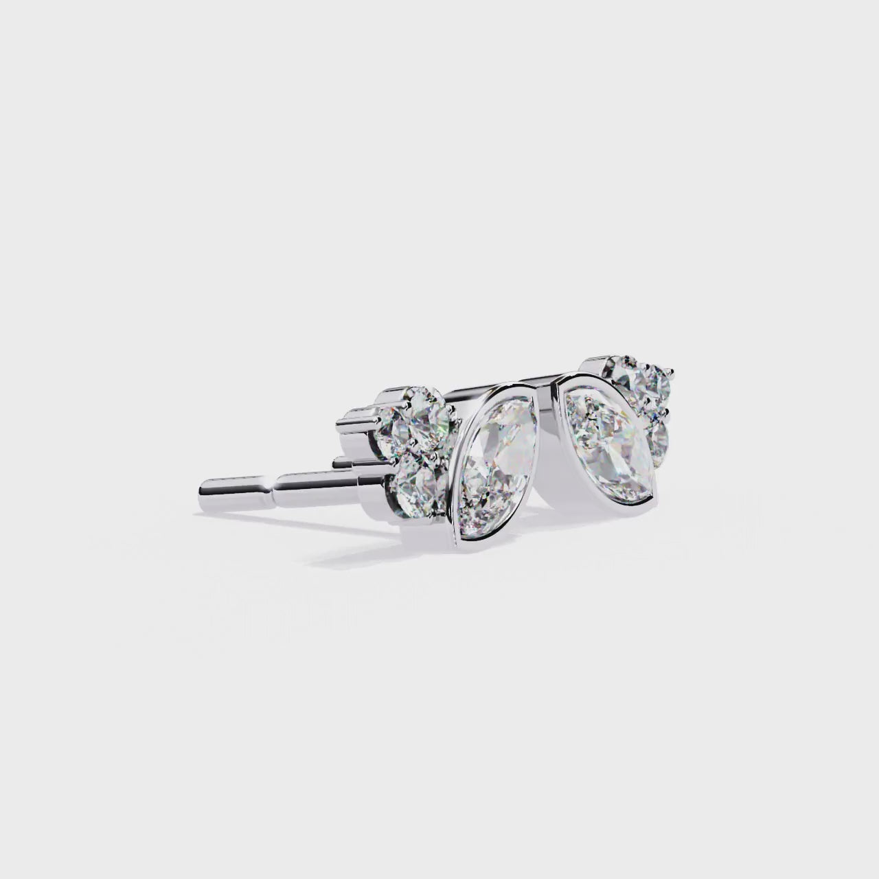LAB-GROWN DIAMOND EARRING WITH MARQUISE CLUSTER STUD DESIGN IN WHITE GOLD FEATURING VVS TO VS+ D–F DIAMONDS LUXURY JEWELRY #WHITE GOLD