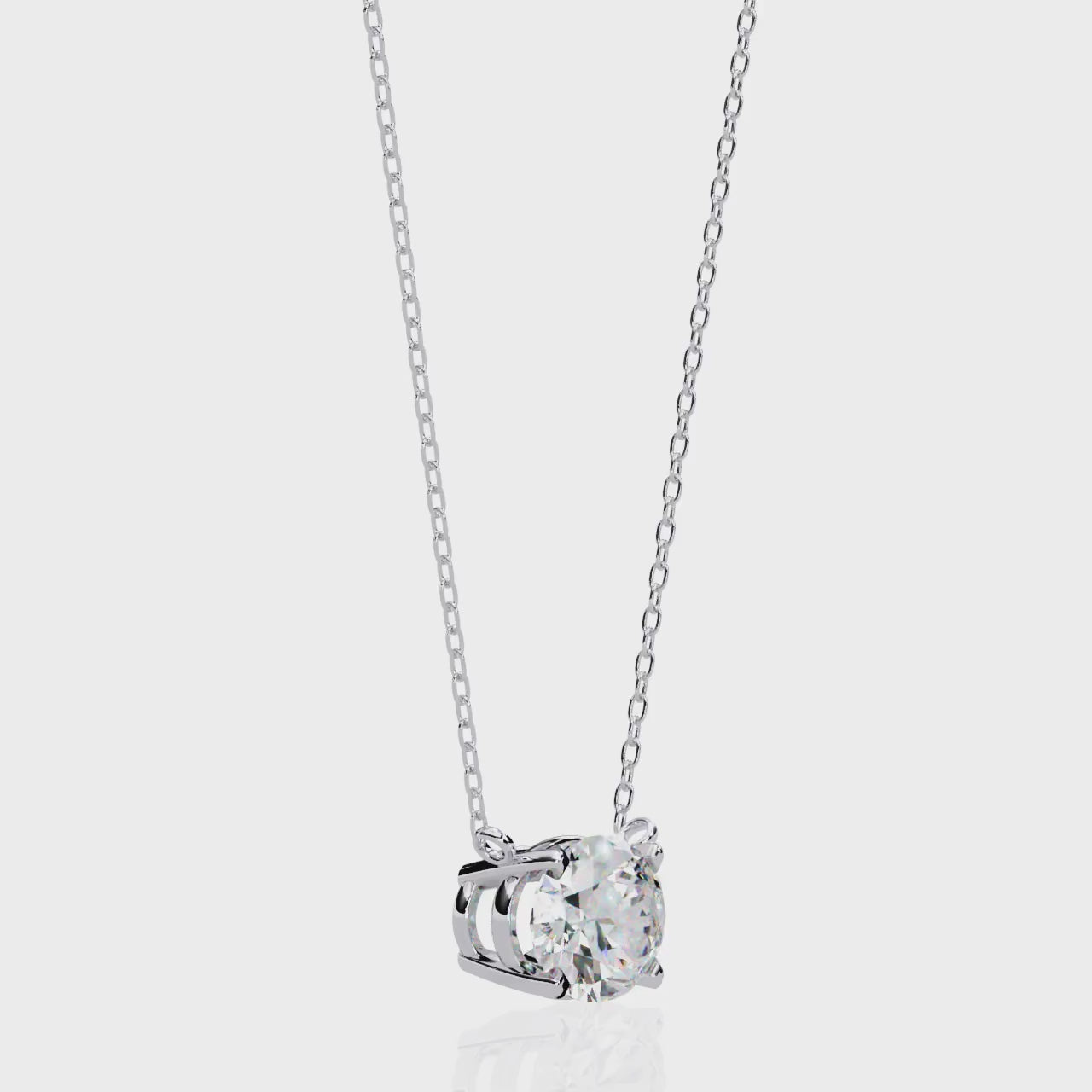 WHITE GOLD PENDANT WITH OVAL-CUT LAB-GROWN DIAMOND ##WHITE GOLD