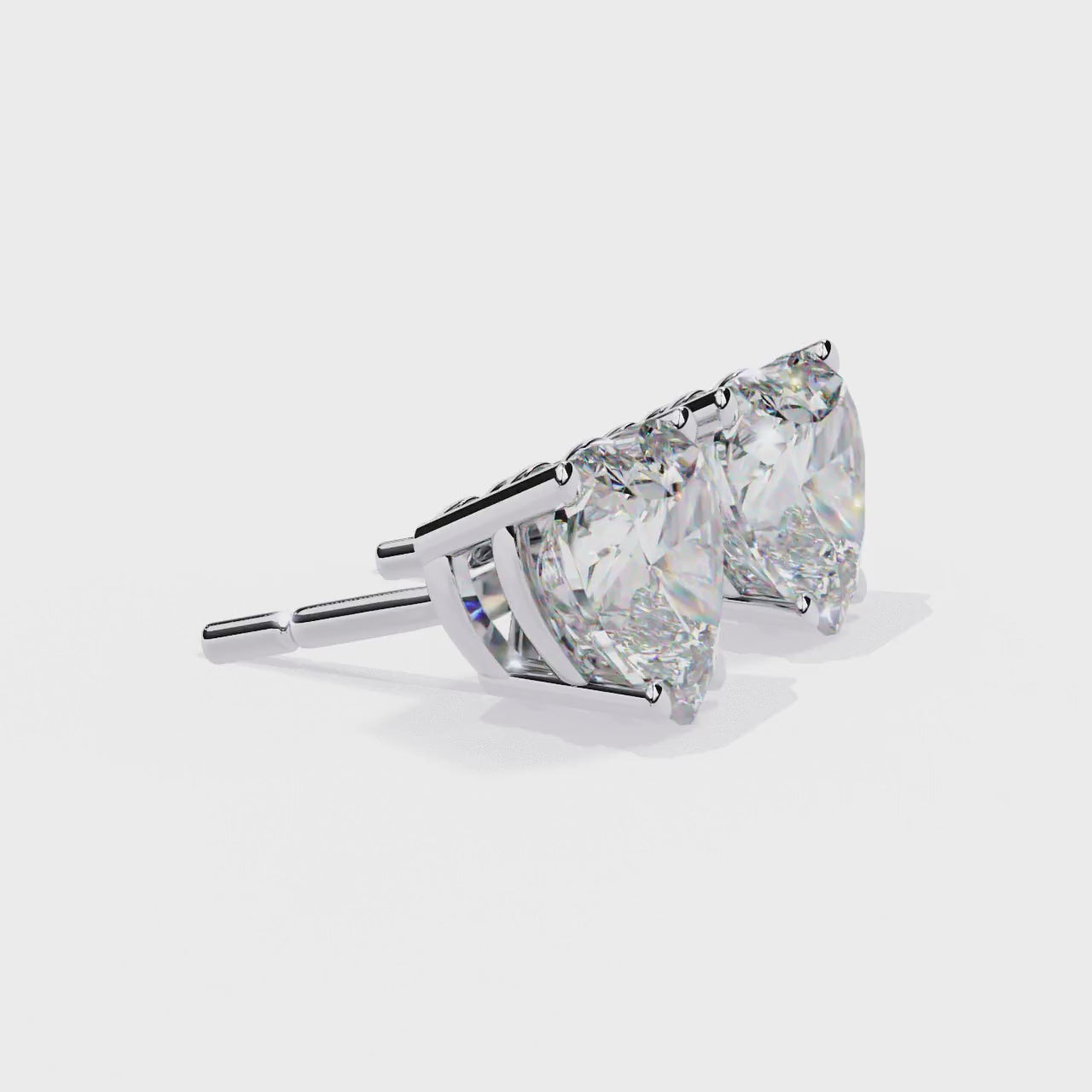 LAB-GROWN DIAMOND EARRING WITH CLASSIC HEART STUD DESIGN IN WHITE GOLD FEATURING DIAMOND CLARITY VVS TO VS+ AND DIAMOND COLOR D–F #WHITE GOLD