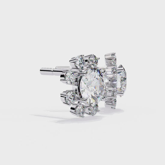 LAB-GROWN DIAMOND EARRING WITH CLASSIC HALO STUD DESIGN IN WHITE GOLD FEATURING VVS TO VS+ D–F DIAMONDS LUXURY JEWELRY #WHITE GOLD