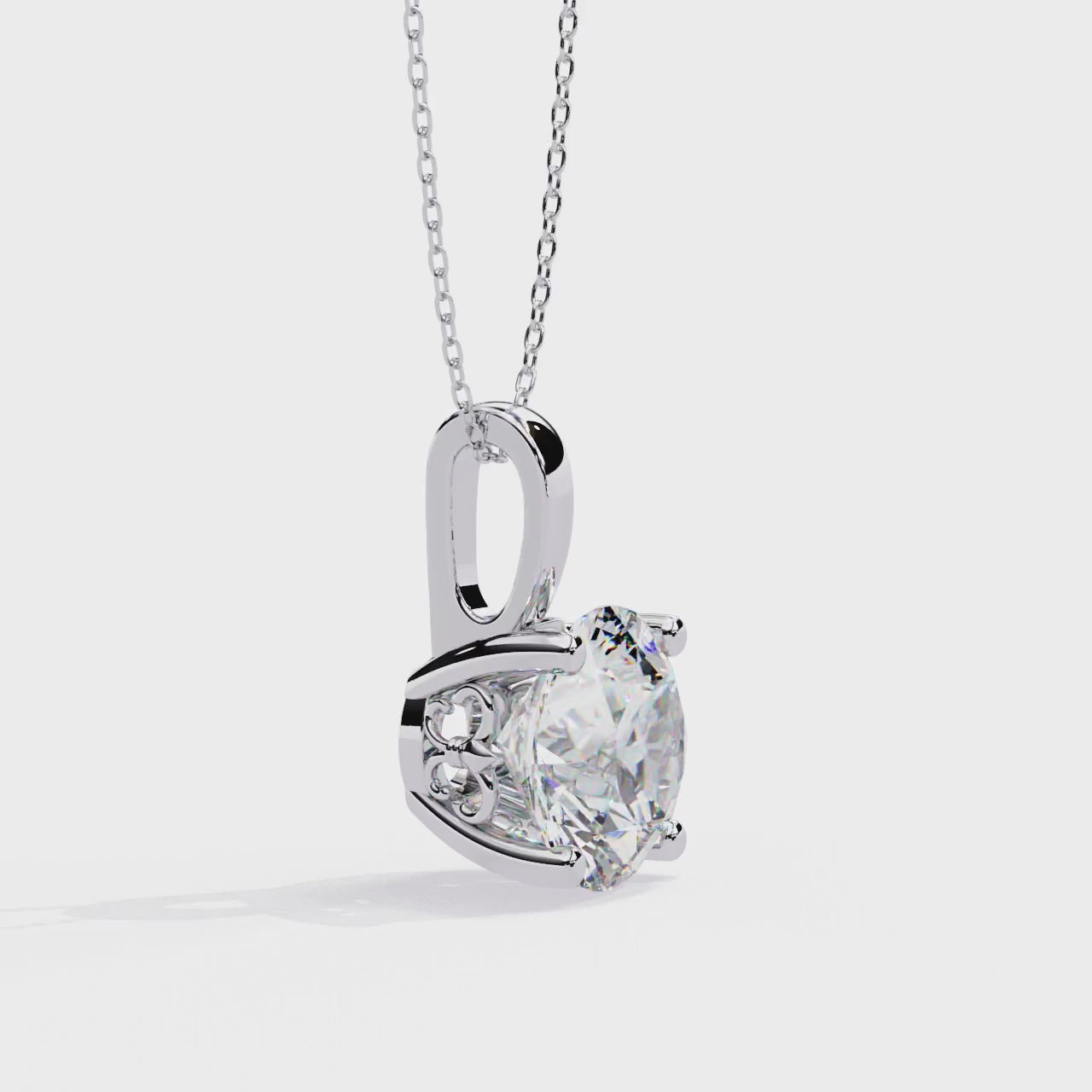 LAB-GROWN CUSHION-CUT DIAMOND SOLITAIRE WHITE GOLD PENDANT ##WHITE GOLD