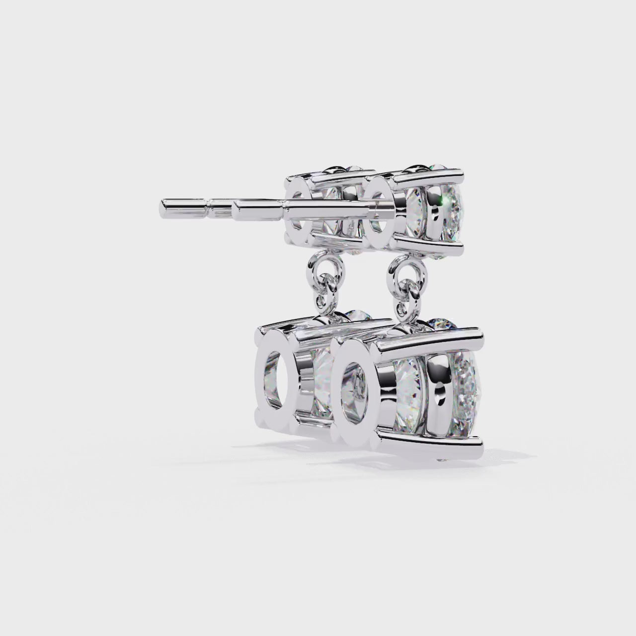 LAB-GROWN DIAMOND EARRING WITH TWO ROUND DROP DESIGN IN WHITE GOLD FEATURING DIAMOND CLARITY VVS TO VS+ AND DIAMOND COLOR D–F LUXURY JEWELRY #WHITE GOLD