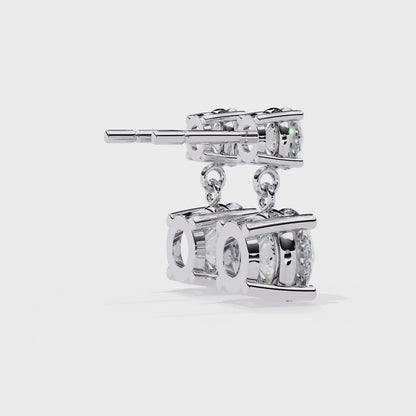 LAB-GROWN DIAMOND EARRING WITH TWO ROUND DROP DESIGN IN WHITE GOLD FEATURING DIAMOND CLARITY VVS TO VS+ AND DIAMOND COLOR D–F LUXURY JEWELRY #WHITE GOLD