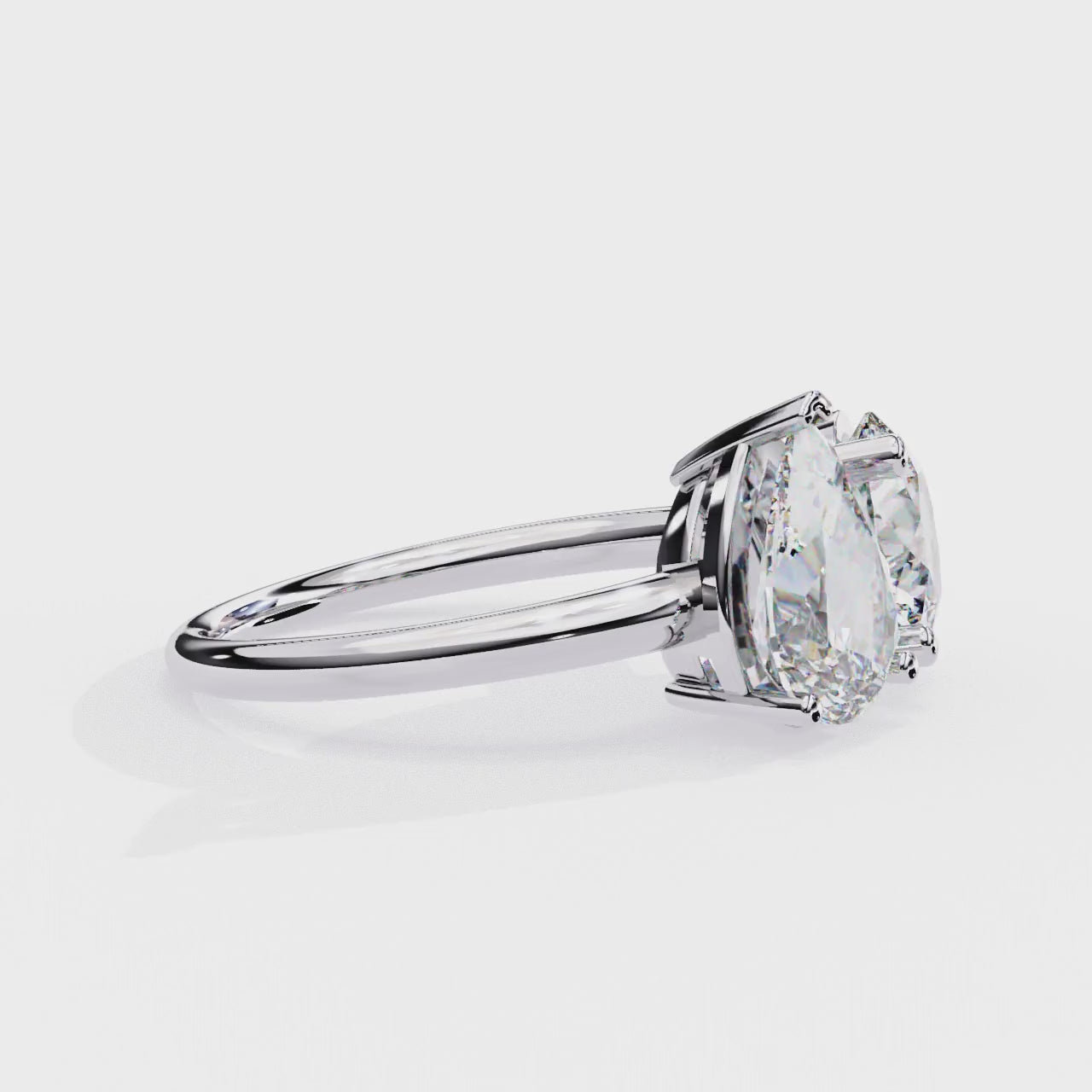 TOI ET MOI ENGAGEMENT RING WITH PEAR-CUT AND ROUND LAB-GROWN DIAMONDS IN WHITE GOLD. ##WHITE GOLD