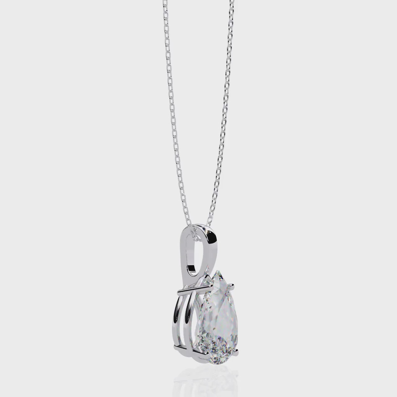 LAB-GROWN PEAR -CUT DIAMOND SOLITAIRE PENDANT IN WHITE GOLD ##WHITE GOLD