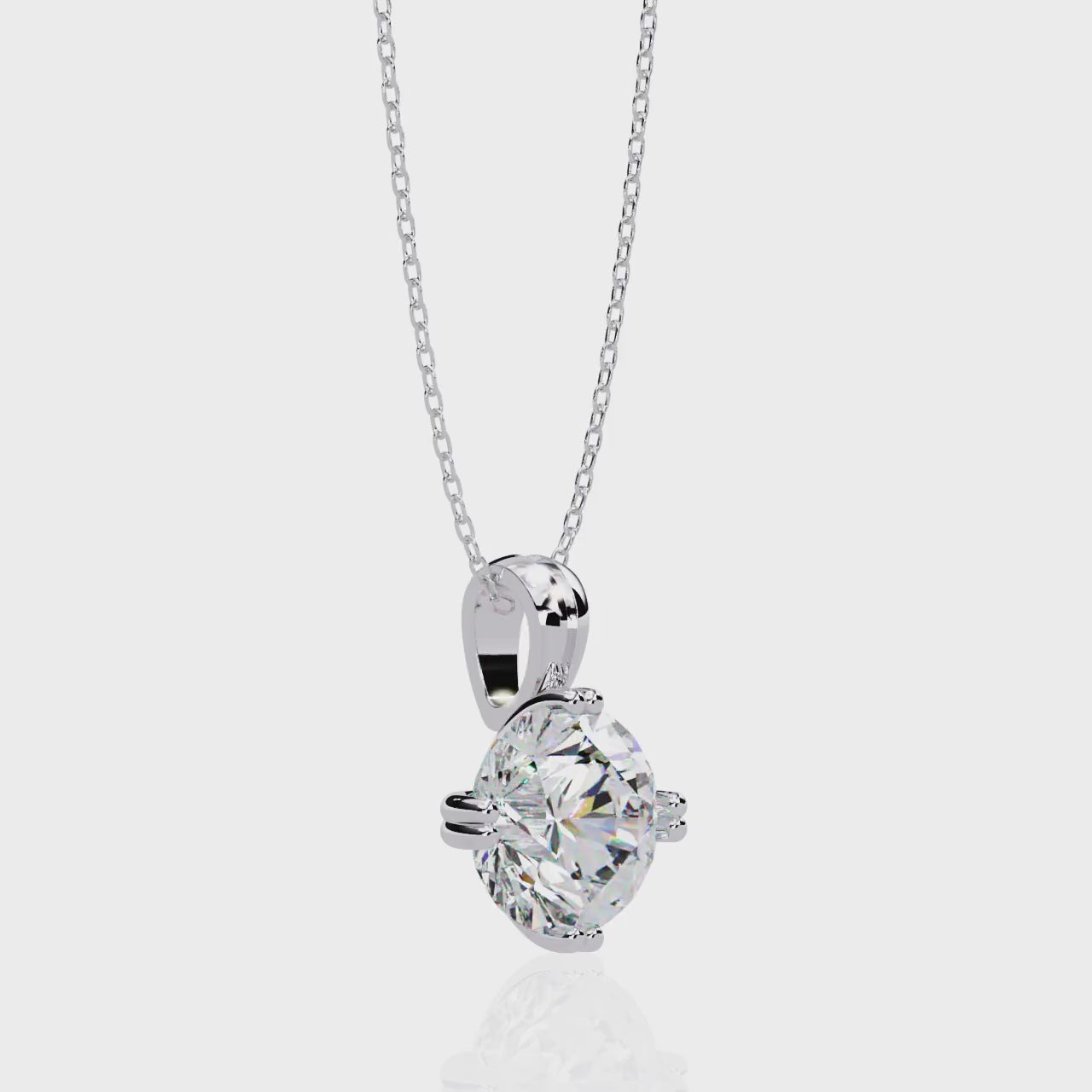 LAB-GROWN ROUND-CUT DIAMOND SOLITAIRE WHITE GOLD PENDANT ##WHITE GOLD