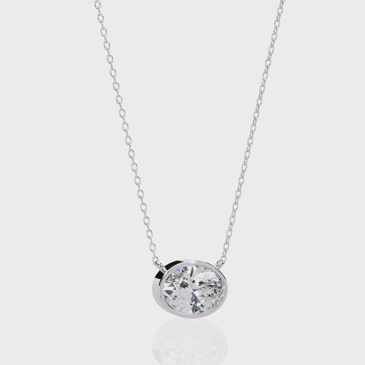BEZEL SET OVAL CUT LAB GROWN DIAMOND PENDANT IN WHITE GOLD ##WHITE GOLD