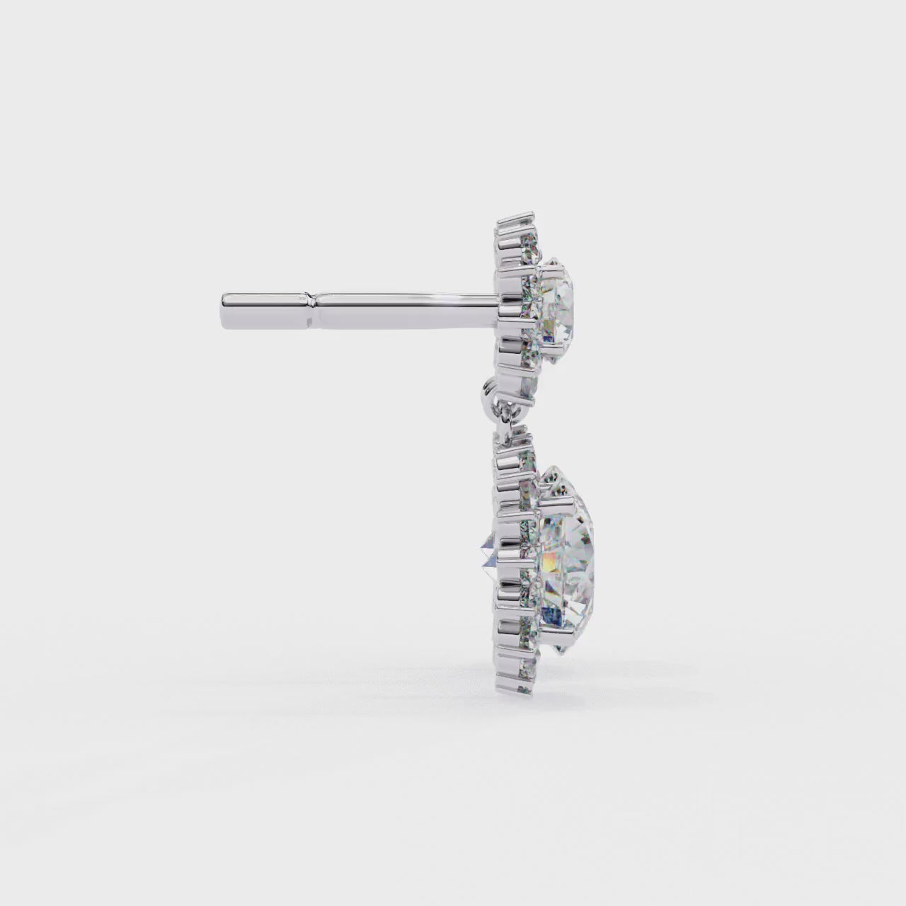AB-GROWN DIAMOND EARRING WITH CLASSIC HALO DROP DESIGN IN WHITE GOLD FEATURING DIAMOND CLARITY VVS TO VS+ AND DIAMOND COLOR D–F #WHITE GOLD 