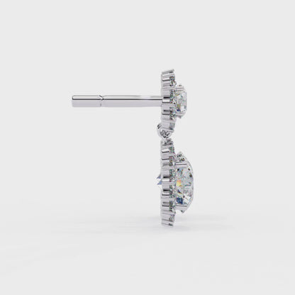 AB-GROWN DIAMOND EARRING WITH CLASSIC HALO DROP DESIGN IN WHITE GOLD FEATURING DIAMOND CLARITY VVS TO VS+ AND DIAMOND COLOR D–F #WHITE GOLD 
