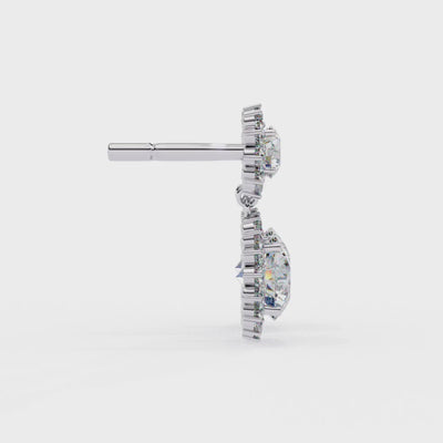 AB-GROWN DIAMOND EARRING WITH CLASSIC HALO DROP DESIGN IN WHITE GOLD FEATURING DIAMOND CLARITY VVS TO VS+ AND DIAMOND COLOR D–F #WHITE GOLD 