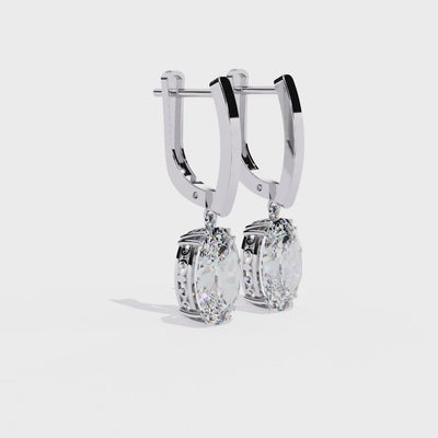 LAB-GROWN DIAMOND EARRING WITH OVAL DROP HOOP DESIGN IN WHITE GOLD FEATURING DIAMOND CLARITY VVS TO VS+ AND DIAMOND COLOR D–F LUXURY JEWELRY #WHITE GOLD