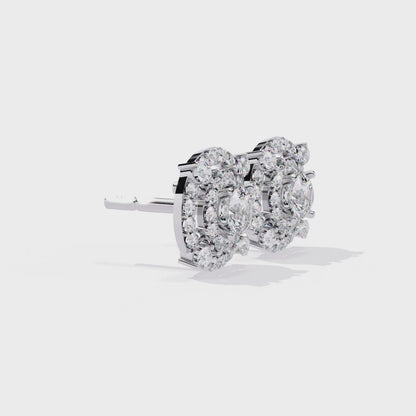 LAB-GROWN DIAMOND EARRING WITH DOUBLE HALO STUD DESIGN IN WHITE GOLD FEATURING VVS TO VS+ D–F DIAMONDS LUXURY JEWELRY #WHITE GOLD