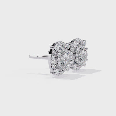 LAB-GROWN DIAMOND EARRING WITH DOUBLE HALO STUD DESIGN IN WHITE GOLD FEATURING VVS TO VS+ D–F DIAMONDS LUXURY JEWELRY #WHITE GOLD