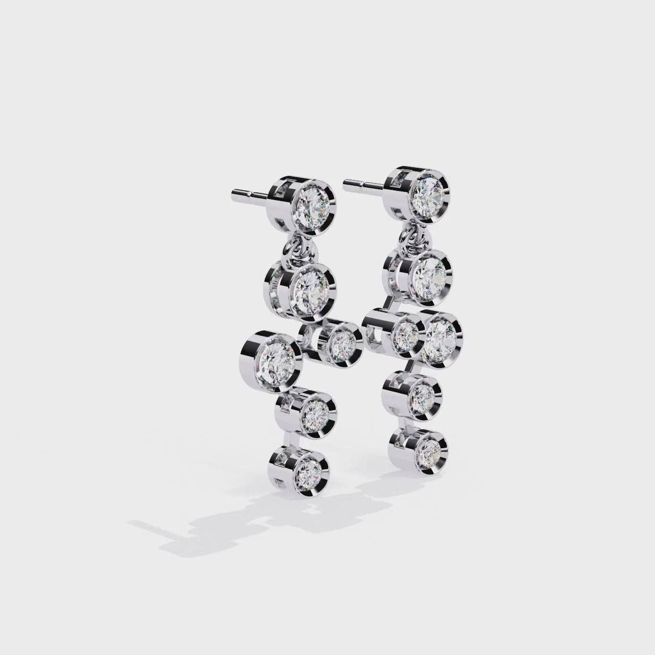 ROUND DIAMOND WHITE GOLD SOLITAIRE EARRING ##WHITE GOLD