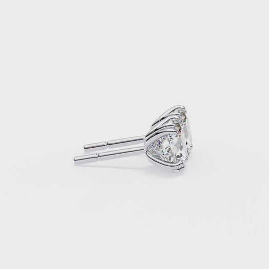 LAB-GROWN DIAMOND EARRING CUSHION STUD DESIGN VVS TO VS+ D-F WHITE GOLD #WHITE GOLD